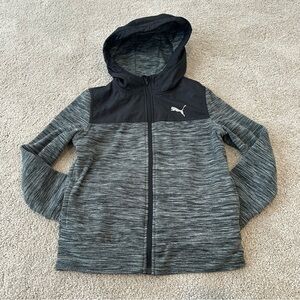 Puma full zip Gray and black Hooded fleece Jacket size 5/6 xs